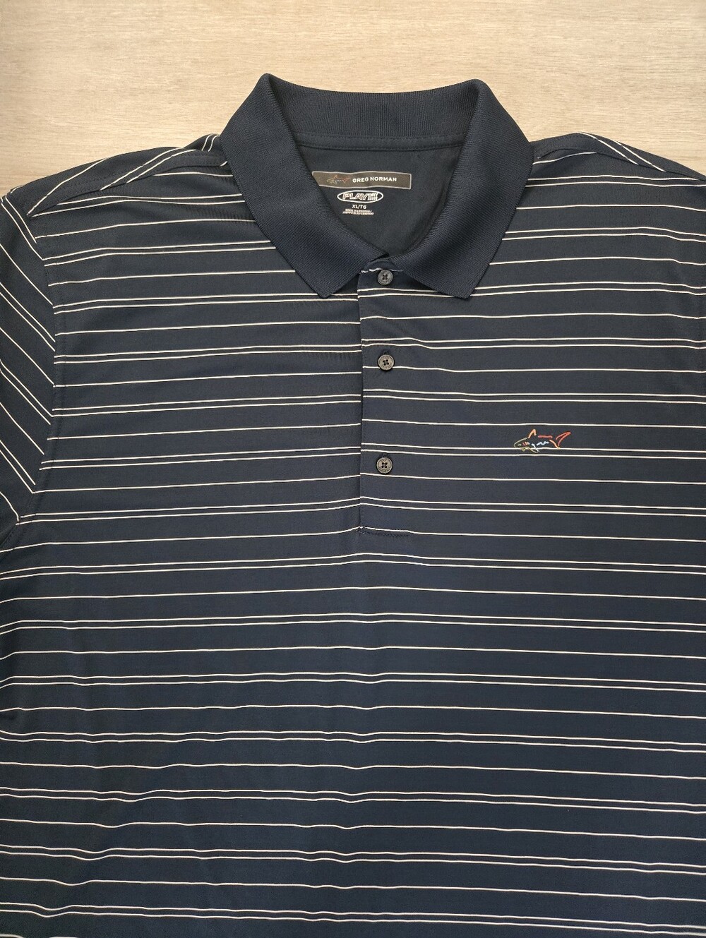 Greg Norman Collection Play Dry Polo Shirt Navy and White Striped Size XL
